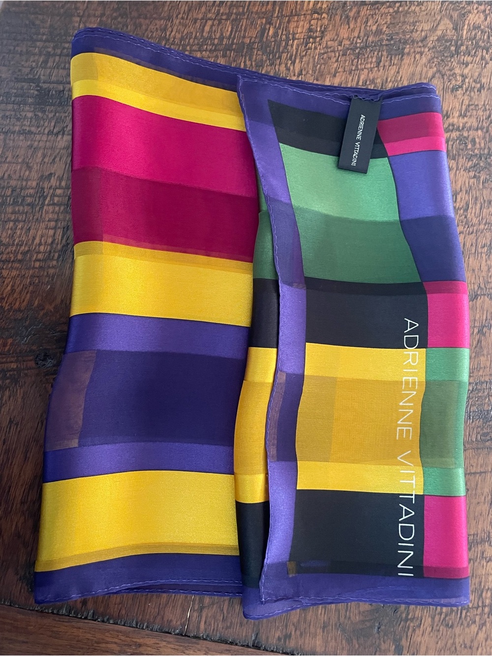 Vintage Adrienne Vittadini Rectangular Silk Scarf Jewel Tone 11x 52